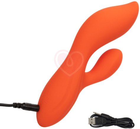 Вибратор с клиторальным стимулятором Stella Liquid Silicone Dual Teaser оранжевый фото 5