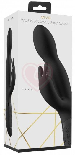 Вибратор Niva с ротацией и клиторальным стимулятором чёрный фото 4