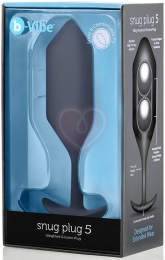 Утяжелённая анальная пробка для ношения b-Vibe Snug Plug 5 большая чёрная фото 3