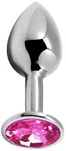 Анальная пробка Alive Mini Metal Butt Plug S с розовым кристаллом