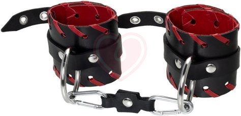 Наручники с красной окантовкой Pecado BDSM черные фото 2