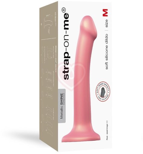 Фаллоимитатор на присоске Strap-On-Me Mono Density Metallic Shine M 16 см розовый фото 2
