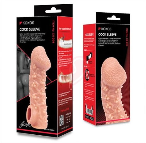 Насадка с пупырышками и отверстием для мошонки Kokos Cock Sleeve CS009-L фото 2