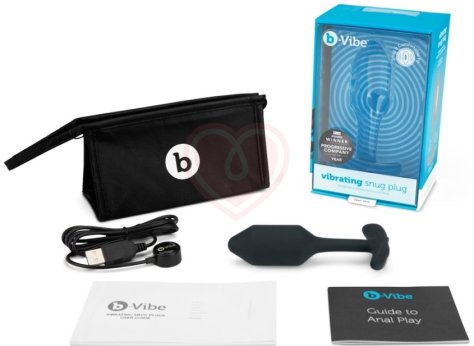 Утяжелённая анальная вибропробка b-Vibe Vibrating Snug Plug 2 малая чёрная фото 4