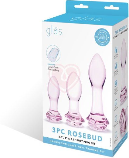 Набор стеклянных анальных пробок с розочками Glas Rosebud Butt Plug Set фото 6