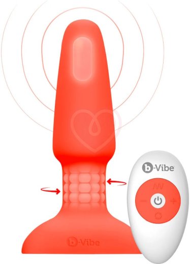 Анальная вибропробка с ротацией b-Vibe Rimming 2 оранжевая фото 13