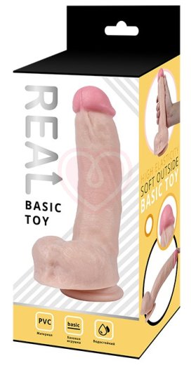 Реалистичный фаллоимитатор с мошонкой на присоске Real Basic Toy 23 см фото 2