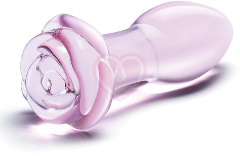 Стеклянная анальная пробка Glas Rosebud с розочкой фото 2