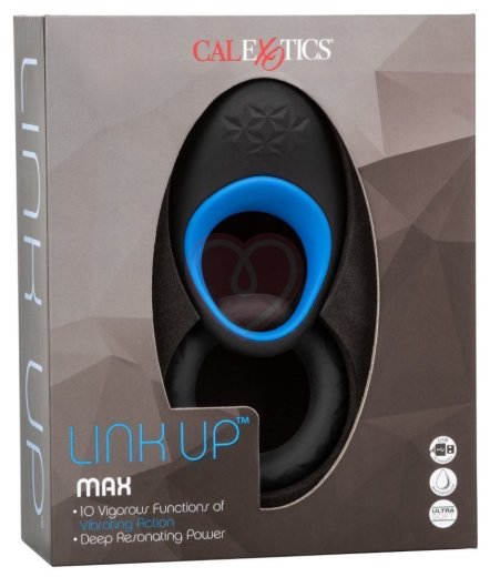 Пара эрекционных колец Link Up Max чёрный-синий фото 5