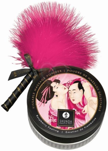 Массажная пудра с перышком Shunga Kissable Massage Powder Малиновое чувство фото 6