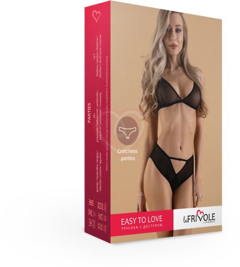 Трусики с открытым доступом и широким вырезом сзади Easy To Love чёрные фото 3
