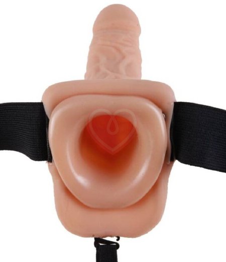 Фаллопротез с мошонкой Hollow Strap-On with Balls 19 см телесный фото 4