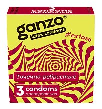 Презервативы Ganzo Extase с точечной и ребристой поверхностью 3 шт