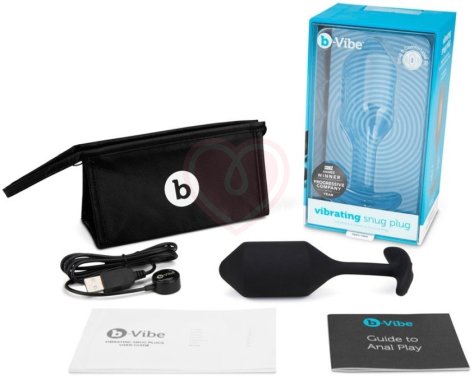 Утяжелённая анальная вибропробка b-Vibe Vibrating Snug Plug 4 большая чёрная фото 4