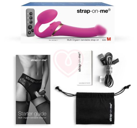 Безремневой страпон с вибрацией и пультом ДУ Strap-On-Me Multi Orgasm XL фуксия фото 3
