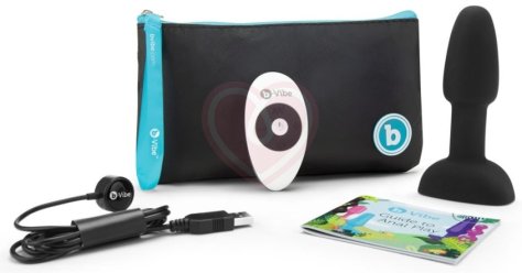 Анальная вибропробка с ротацией b-Vibe Rimming Petite чёрная фото 6