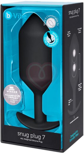 Утяжелённая анальная пробка для ношения b-Vibe Snug Plug 7 огромная чёрная фото 6