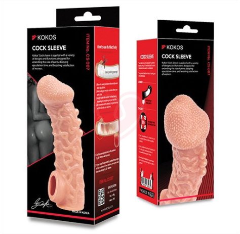 Насадка с бугорками и отверстием для мошонки Kokos Cock Sleeve CS007-M фото 2