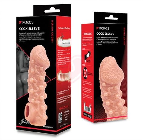 Насадка с шариками и отверстием для мошонки Kokos Cock Sleeve CS010-L фото 2