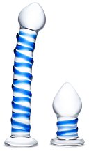 Набор из 2 стеклянных игрушек Glas Swirly Dildo & Butt Plug Set