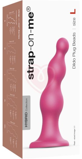 Рельефный фаллоимитатор Strap-On-Me Dildo Plug Beads размер L 14,8 см розовый фото 3