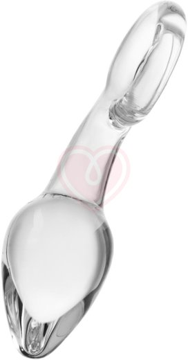 Стеклянная анальная изогнутая пробка Sexus Glass прозрачная фото 2