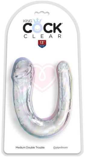 Двухсторонний фаллоимитатор King Cock Clear Double Trouble Medium прозрачный фото 2