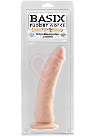Фаллоимитатор на присоске Basix Rubber Works Slim with Cup 20 см телесный фото 2