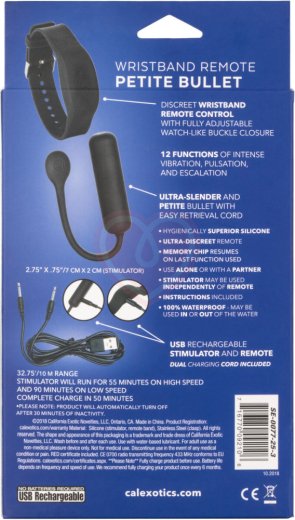 Вибройцо с управлением через браслет Wristband Petite Bullet черое фото 2
