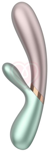 Вибратор с клиторальным стимулятором, подогревом и приложением Satisfyer Hot Lover розово-зелёный фото 2