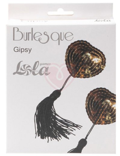 Пэстисы Burlesque Gipsy сердечки из пайеток с длинными кисточками золотые фото 2