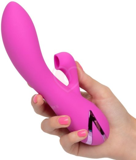 Вибратор с вакуумным клиторальным стимулятором Malibu Minx розовый фото 4