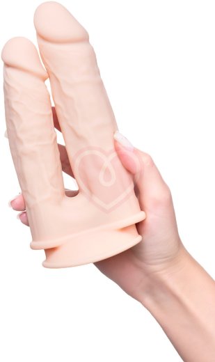 Вибратор для двойного проникновения на присоске RealStick Silicone Jason M телесный фото 5
