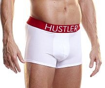 Белые мужские боксёры Hustler на широкой резинке из микрофибры