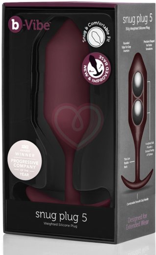 Утяжелённая анальная пробка для ношения b-Vibe Snug Plug 5 большая бордовая фото 6