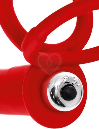 Насадка для двойного проникновения с вибропулей Toyfa Double Penetration Vibration красная фото 2