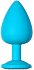 Большая анальная пробка Emotions Cutie Large бирюзовая с розовым кристаллом фото 2
