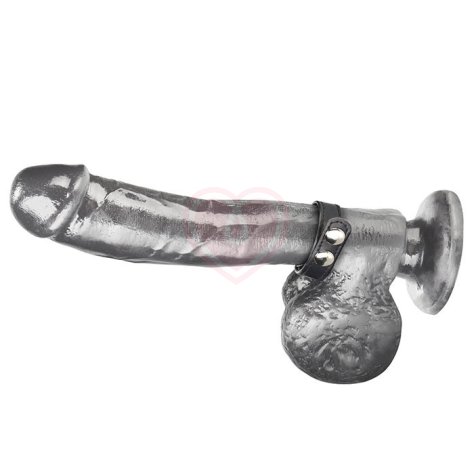 Кожаное кольцо на член на клепках Snap Cock Ring 5 см фото 1
