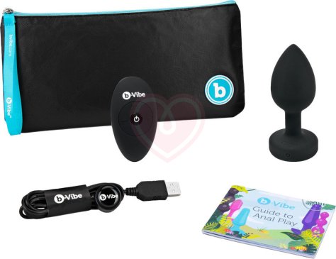 Вибропробка b-Vibe Vibrating Jewel Plug с кристаллом и пультом чёрная фото 6