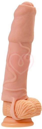 Насадка удлинитель с закрытой головкой и кольцом на мошонку XLover by Toyfa телесная фото 6