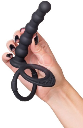 Фактурная насадка для двойного проникновения Toyfa Double Penetration чёрная фото 6