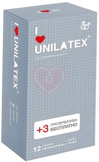 Рельефные точечные презервативы Unilatex Dotted 12 шт фото 1