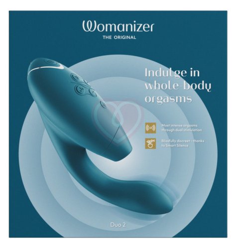 Вибратор с бесконтактной стимуляцией клитора Womanizer DUO 2 бирюзовый фото 6