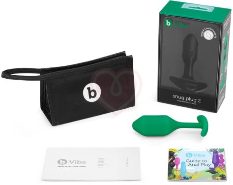 Утяжелённая анальная пробка для ношения b-Vibe Snug Plug 2 малая зеленая фото 5