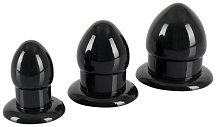 Набор из 3 чёрных анальных пробок Plug Kit чёрные