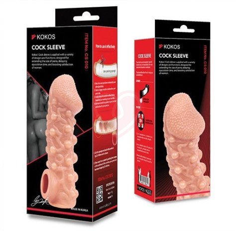 Насадка с шариками и отверстием для мошонки Kokos Cock Sleeve CS010-L фото 2