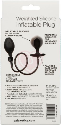 Утяжелённая расширяемая анальная пробка Weighted Silicone Inflatable Plug фото 8