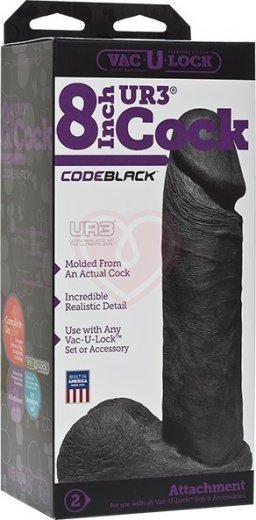 Насадка фаллоимитатор Vac-U-Lock CodeBlack Ultraskyn Cock 18 см черная фото 2