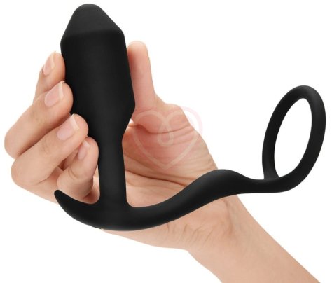 Утяжелённая анальная вибропробка с эрекционным кольцом b-Vibe Snug & Tug фото 4