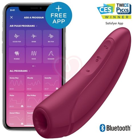 Вакуумный стимулятор с приложением Satisfyer Curvy 1+ бордовый фото 4